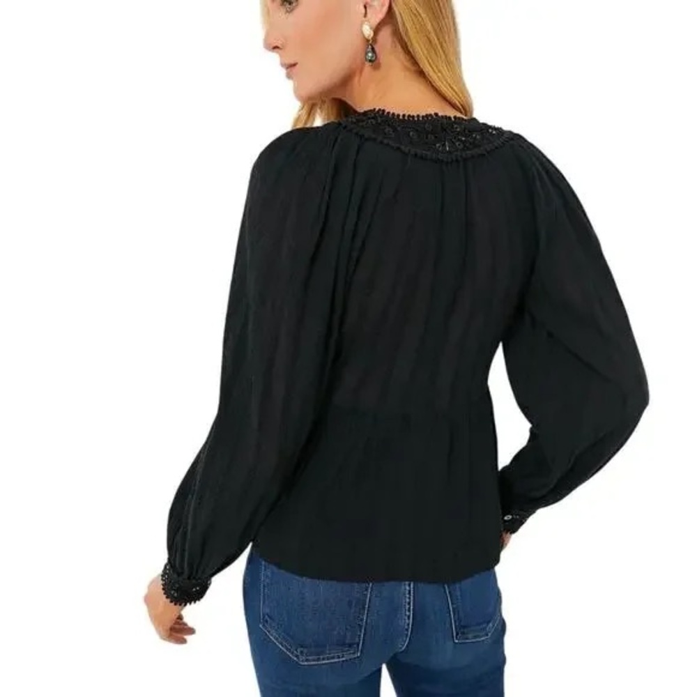 Sea New York Charlotte Embroidery Long Sleeve Black Beaded Top - Picture 4 of 16